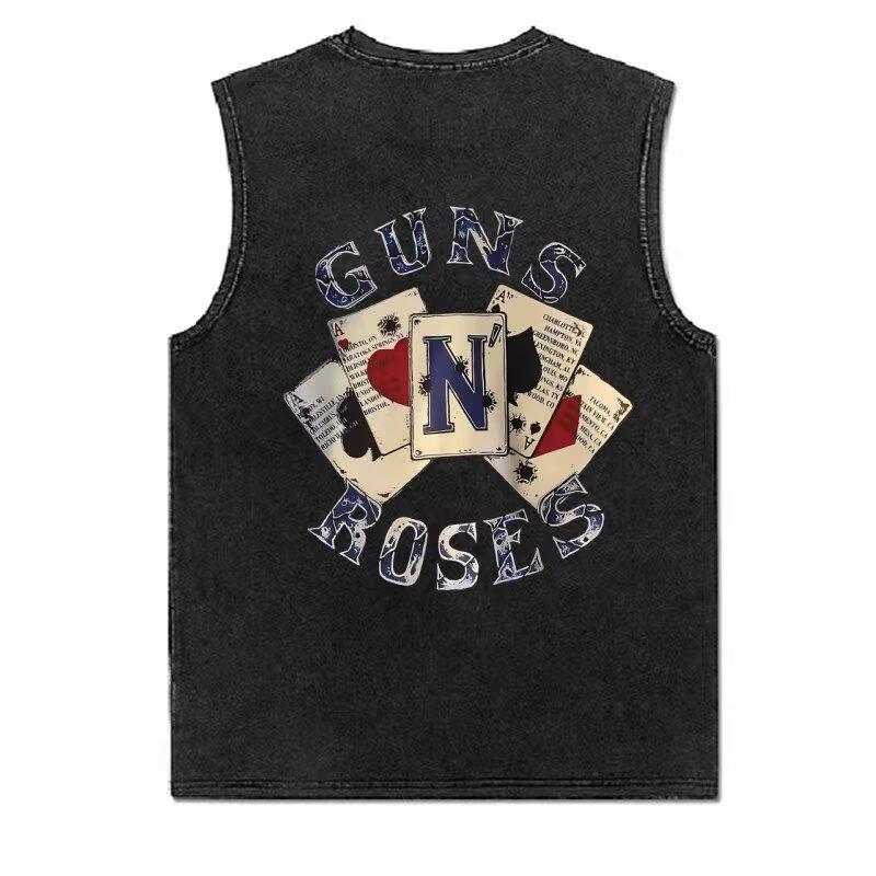 Male Students Casual Printed Undershirt Tops Hong Kong Style Trend Of Sleeveless Short-Sleeved Popular Simple Versatile Undershirt Shoulders