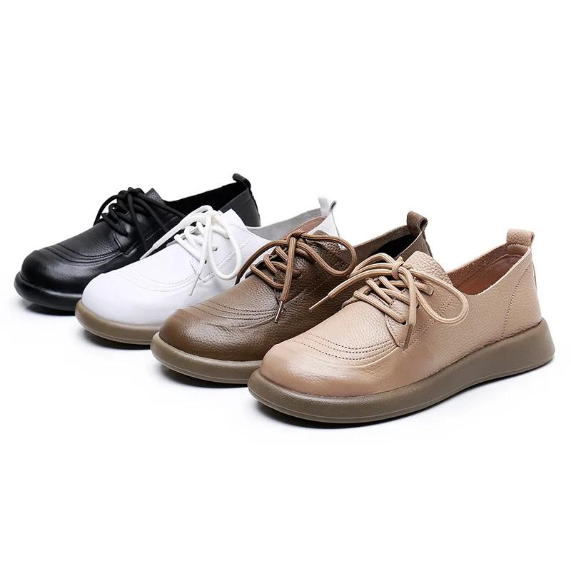 Retro Flat-bottomed Small White Shoes Women's Spring and Autumn Soft-soled Soft-faced Shoes with Plus Size Girl Shoes