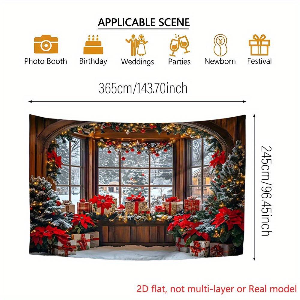 1Pcs Christmas Red Window Snow Scene Decoration Background Xmas Backdrop Decorations For Photo Studio Photo Booth Party