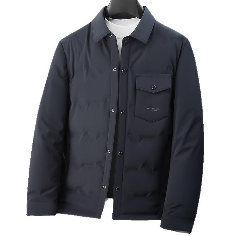 Mens Down Jacket Winter Warm Thickened White Duck Puffer Coat Casual Business Style Mid-Length