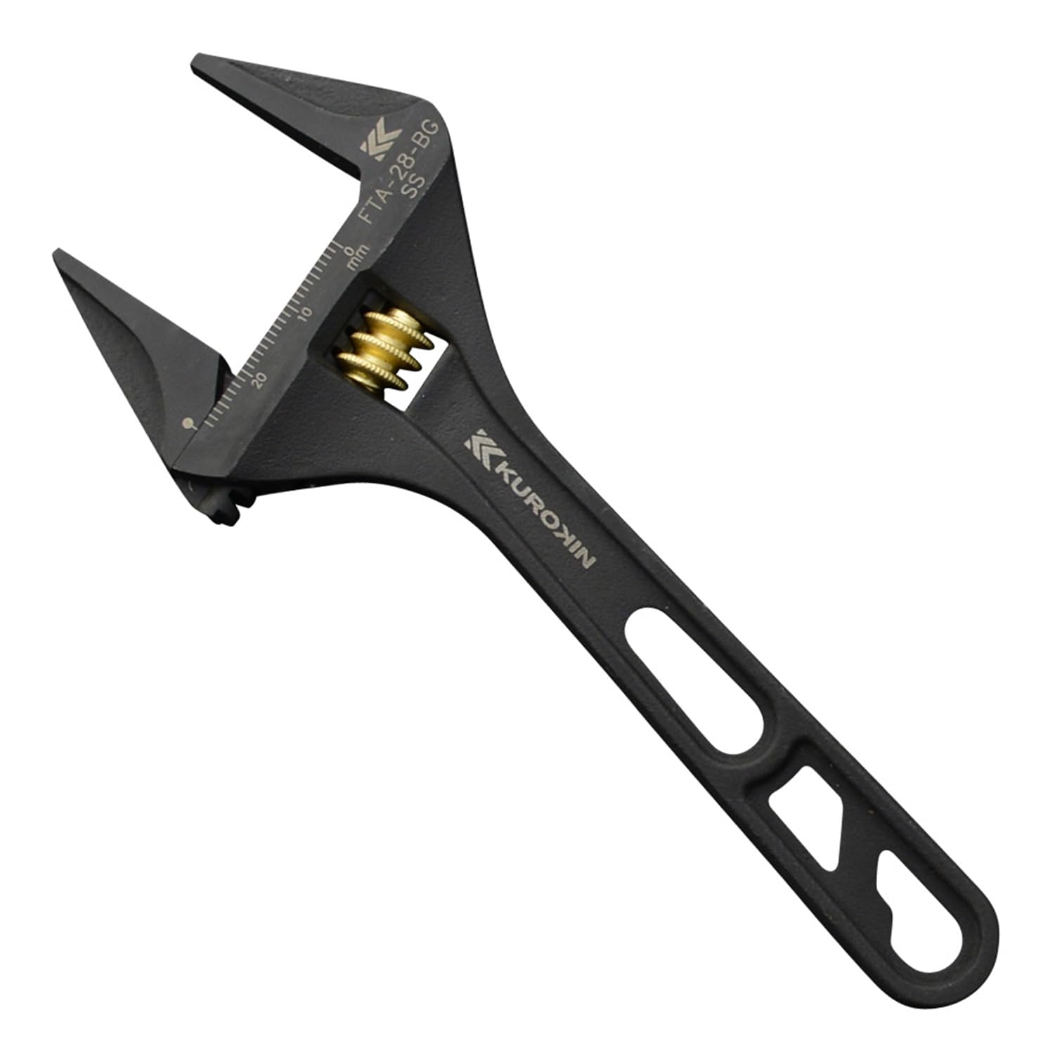 

Fujiya Light Black and Total Length Maximum Opening Monkey, Non-serrated, Gold, 156mm, 28mm, FTA-28-BG