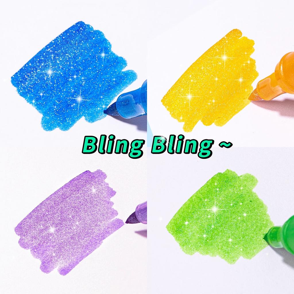 12-48 Pcs Dual Tip Glitter Acrylic Markers 24/48/96 Colors Fine-tip Metallic Art Markers Paint Pens Set for Rock Painting Stone