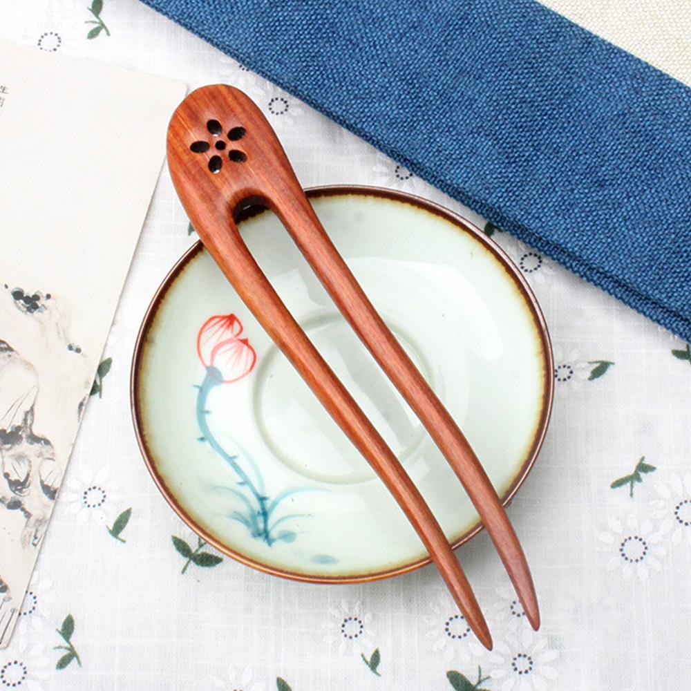 Simple Chinese Hair Sticks Wooden U Shaped Hair Forks for Women Hair Bun Maker Hairpins Accessories Retro Fashion Headpieces