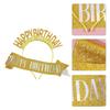 Birthday Headbands and Sash Set Luxurious Celebration Headwear Adjustable for Celebrations and Parties