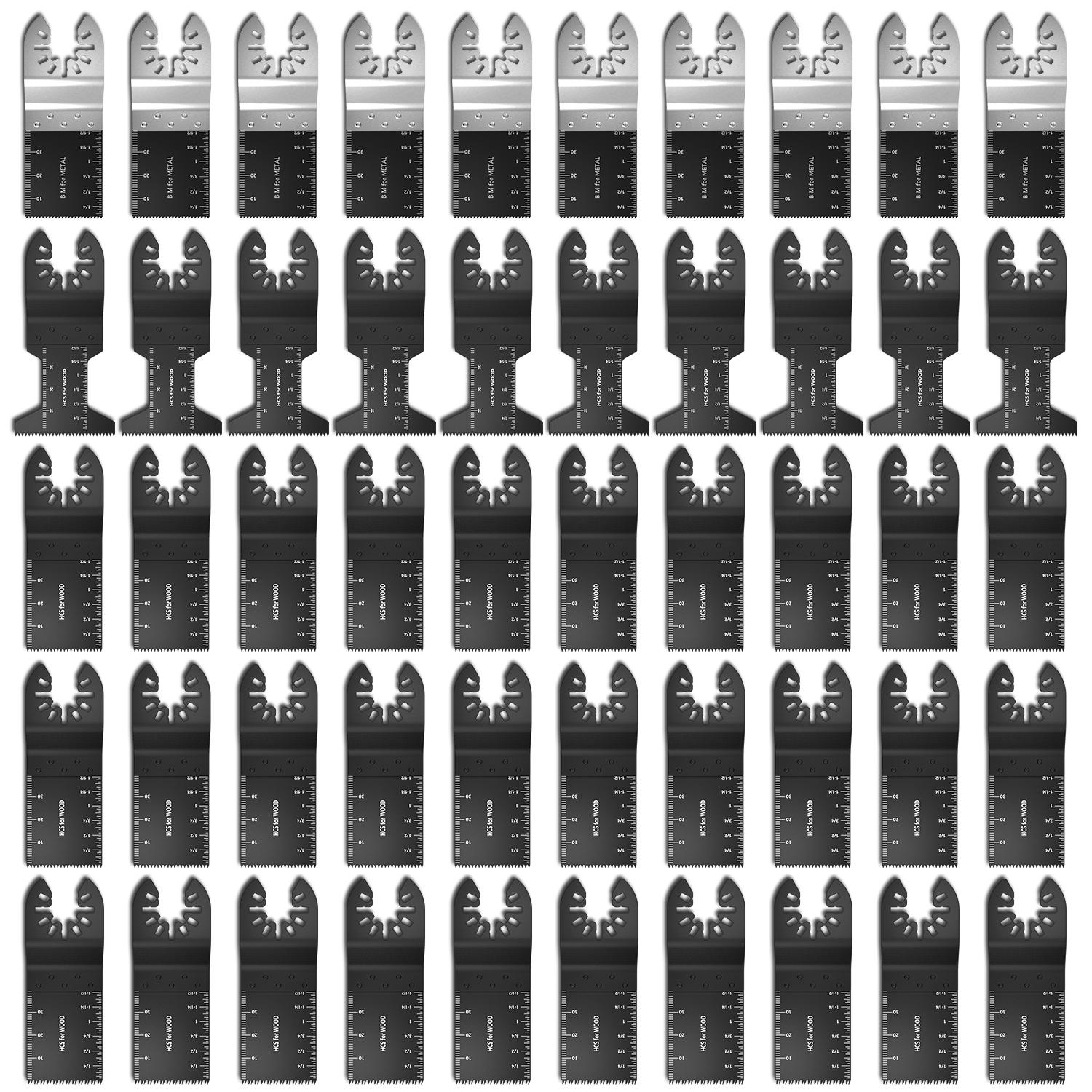 

60/50Pcs Multitool Blades High Carbon Steel Mix Oscillating Saw Blades Quick Release Oscillating Tool Fast Cutting Blades Kit