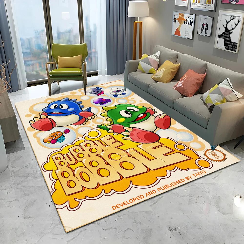 Tappeto Tappetino Decorativo per Casa Soggiorno Camera da Letto Divano Zerbino, Tappeto per Area Giochi Bambini Tappetino Antiscivolo, Gioco Cartoon Bubble Bobble Tappeto per Gamer