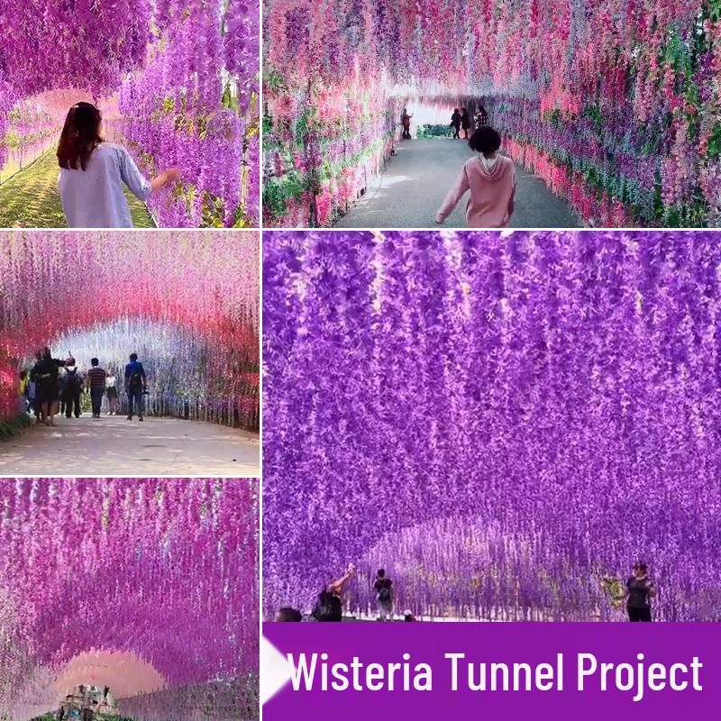 Artificial Wisteria Flower Garland: Violet Hanging Silk Vine for Weddings and Ceiling Decor