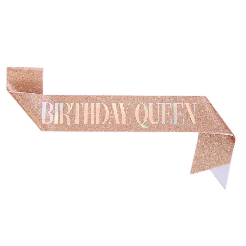 Happy Birthday Queen Girl Satin Sash 21 30 50 Birthday Sash Party Supplies Birthday Decoration Wedding Anniversary Decors