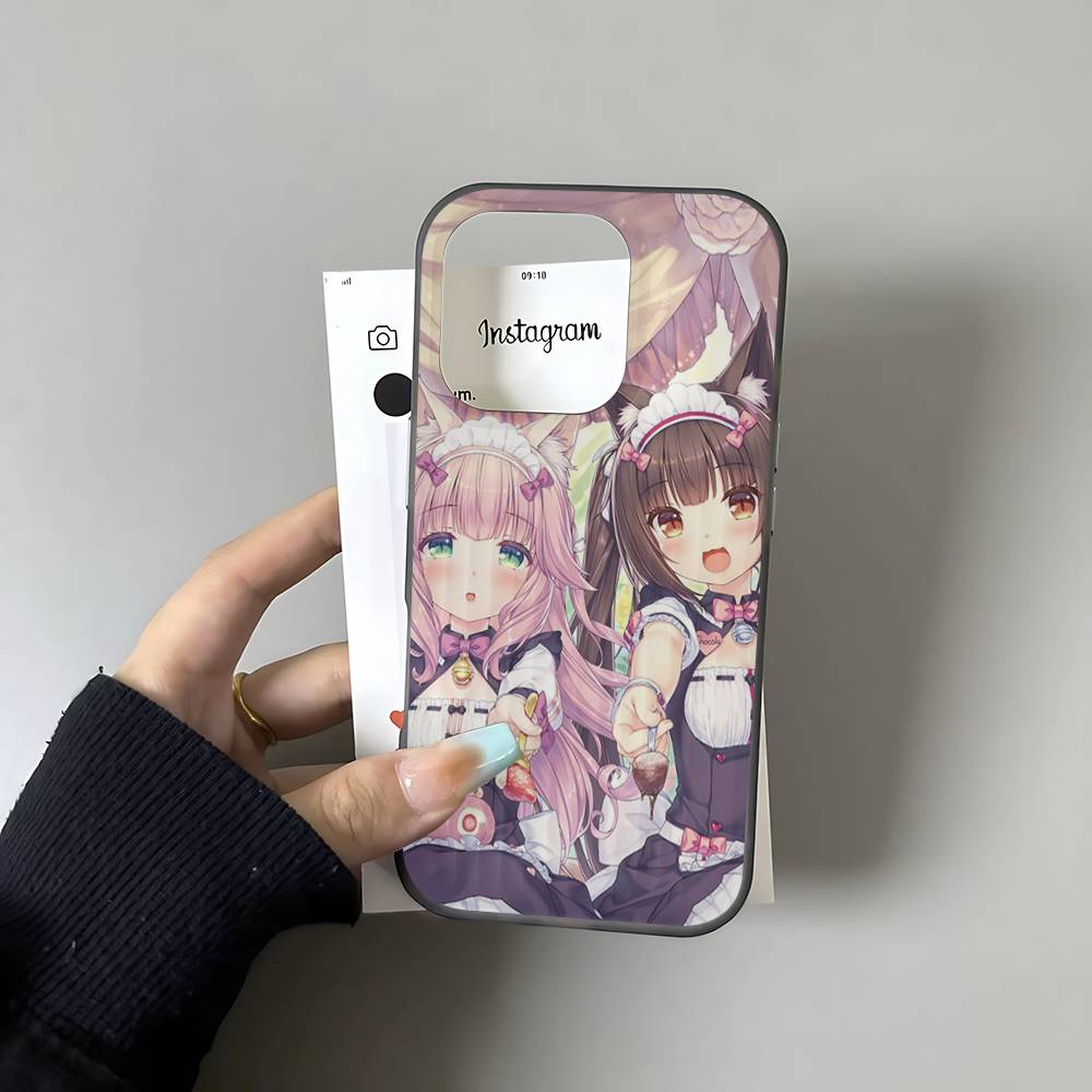 Chocola Nekopara For IPhone 16 15 14 13 12 11 17 Pro Max Plus Wave Corrugated Phone Case Anti Drop Cover