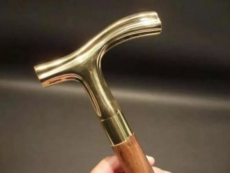 

Nautical Walking Cane Antique Nautical Solid Brass Handle Brown Wooden Walking золотий