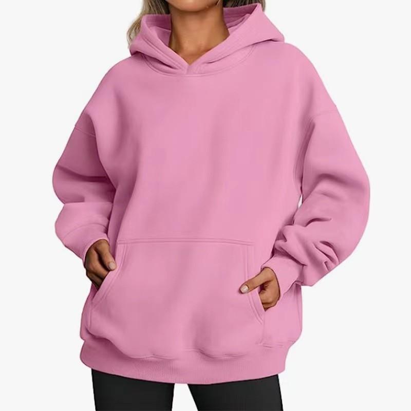Womens Loose Fit Solid Color Hoodie Long Sleeve Casual Sweatshirt Daily Wear