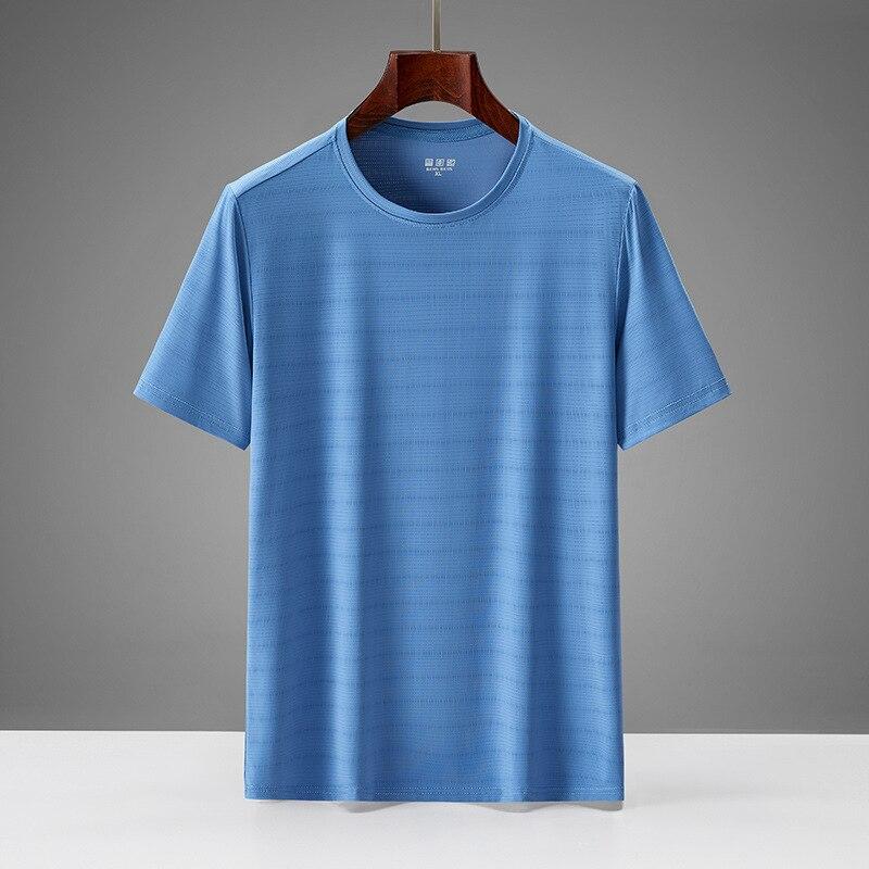 (L-5XL)Quick Dry Sports T-Shirt Men Summer New Fitness Tops Ice Silk Mesh Breathable Gym Running Hiking Short-Sleeved Tee Shirt