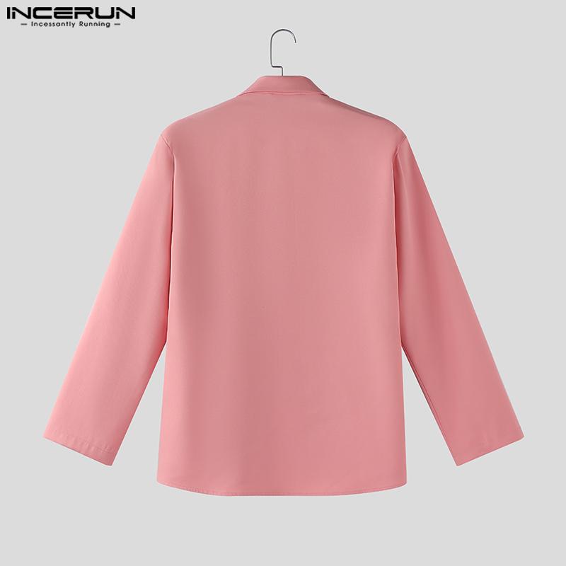INCERUN Men Lapel Neck Long Sleeve One Buttons Casual Loose Thin Blazer Coats