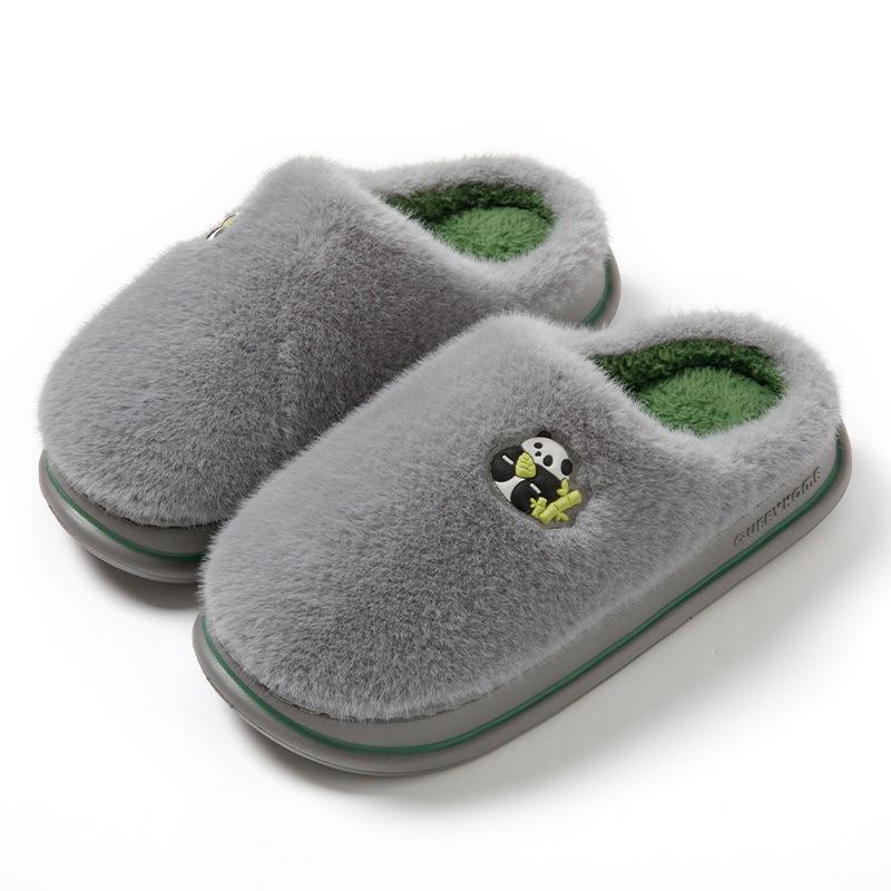 Home cotton slippers women's autumn and winter new indoor and outdoor wear thick bottom non-slip velvet warm cute fluffy slippers
