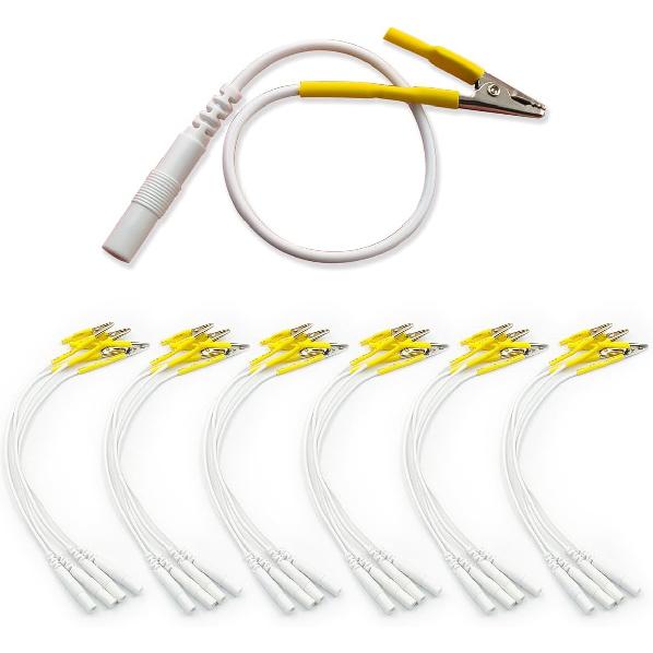 24pcs TENS Wire Cable Clip - BesCable Electrode Leader Wires with Alligator Clips for TENS Unit Physiotherapy Machine - 2.0mm Pin Female to Alligator