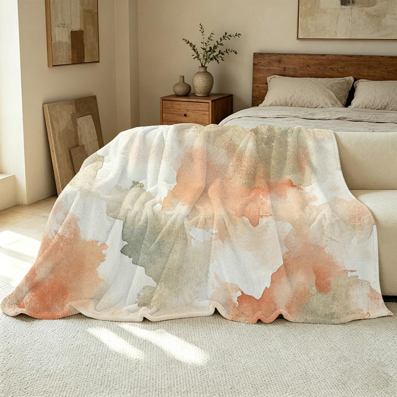 Cozy Watercolor Flannel Throw Blanket – Lightweight, Not Heavy, Skin-Friendly – Ideal for Home, Window Sill Decor, Christmas & Halloween Warm Vibe