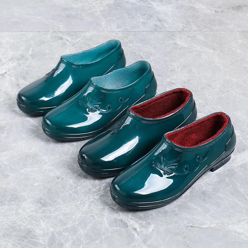 Fashion boots women's low-top oil-proof, non-slip and wear-resistant low-tube anti-kitchen Qing Yuanbao rain shoes women's short tube new