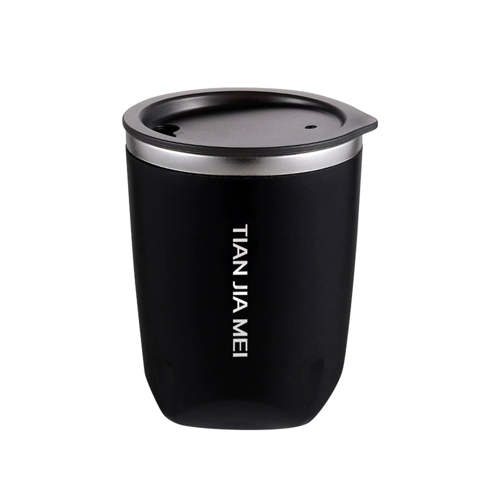 

Стакан для воды с крышкой на 10 унций, стакан для воды из нержавеющей стали с вакуумной изоляцией, подходит для использования дома, на кухне и на открытом воздухе, идеально подходит для холодных и горячих напитков One Size чёрный