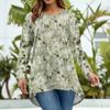 Damenmode Große Größe Rundhals Langarm Casual Print Lose Pullover Top