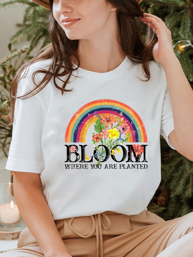 Pflanzenstil Trend Niedlich 90er Jahre T-Shirt Oberteil T-Shirt Kurzarm Sommerkleidung Druck Rundhals Mode Damenbekleidung Grafik-T-Shirt