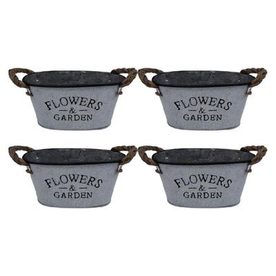 4pcs Stylish Iron Planter Pots with Letter Handmade Decorative Flower Bucket Floral Arrangement Containers for Home