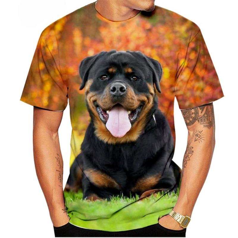 Cute Pet Dog Summer Men's T-Shirt 3D Rottweiler Fashion Print