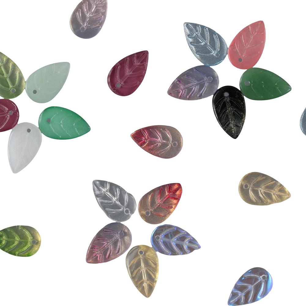 100pcs Glass Material Spacer Beads 18x11mm Size Leaf Beads  DIY Craft Making