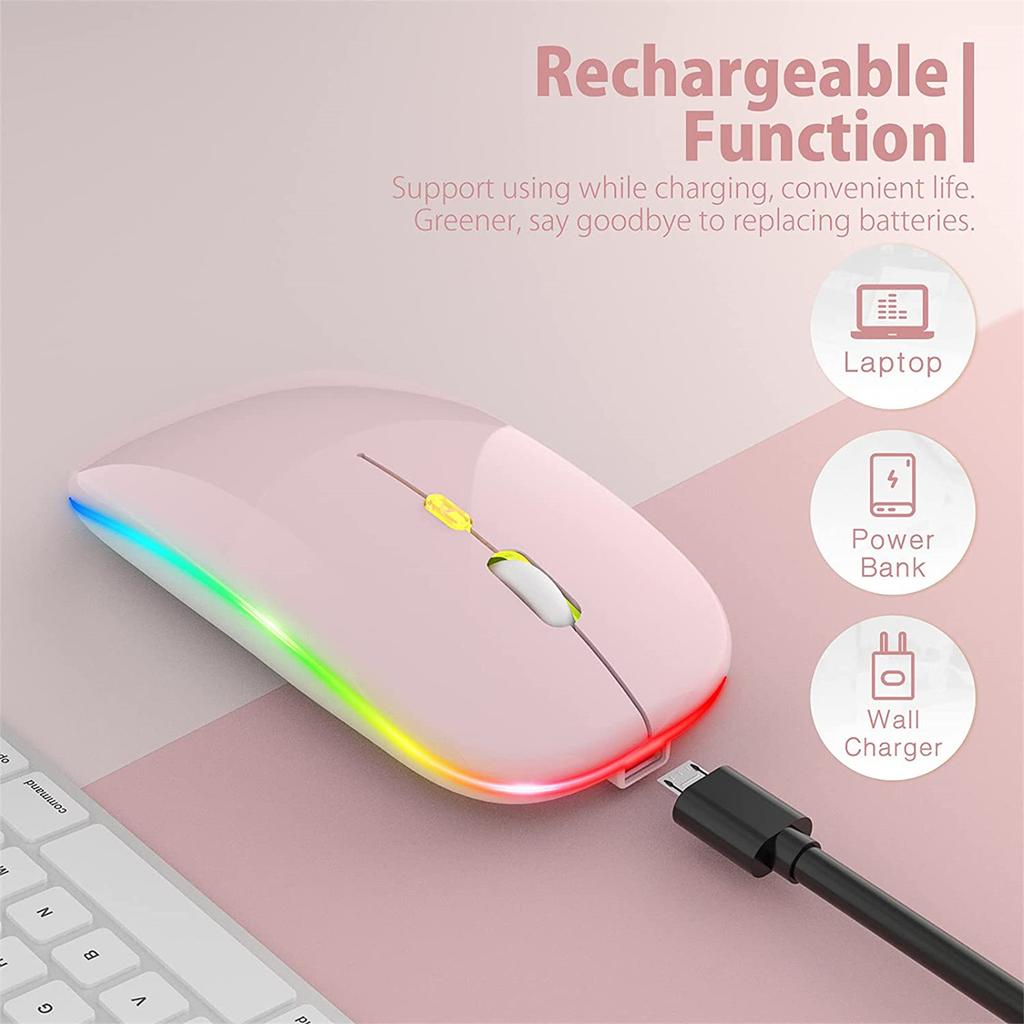 LED Wireless Mouse Rechargeable Ultra Thin Silent Mouse 2.4G Portable Mobile Optical Office Mouse