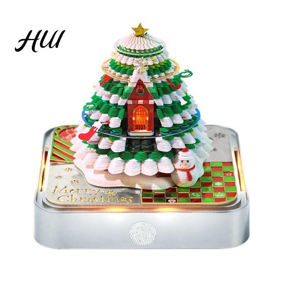 Desk Notepad with Light 3D Paper Sculpture Calendar 2026 Daily Tear-Off Tree House Decoration Design Desktop Organizer Decorative Gift for Office Home