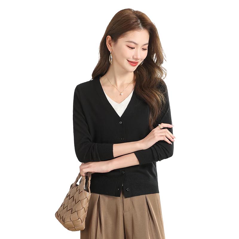 Women's V-Neck Lightweight Wool Blend Cardigan