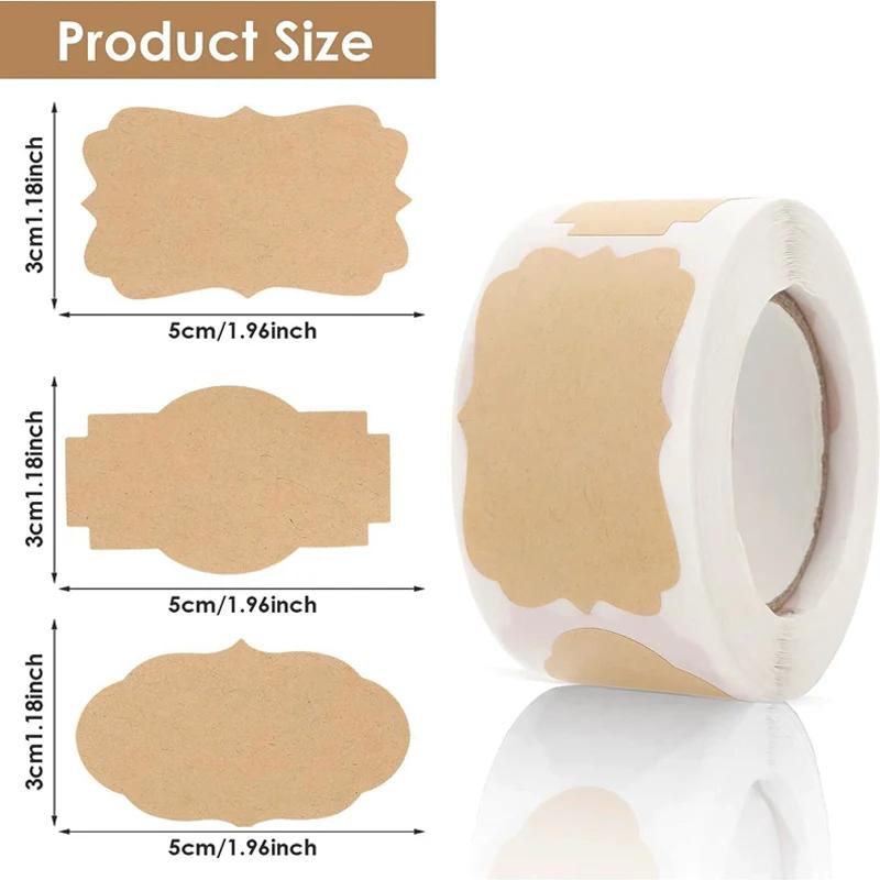 Naklejki z papieru Kraft Puste etykiety Ręcznie robione artykuły papiernicze Etykiety na prezenty Papier dekoracyjny Etykieta na słoik z przyprawami Naklejka do zaklejania kopert DIY