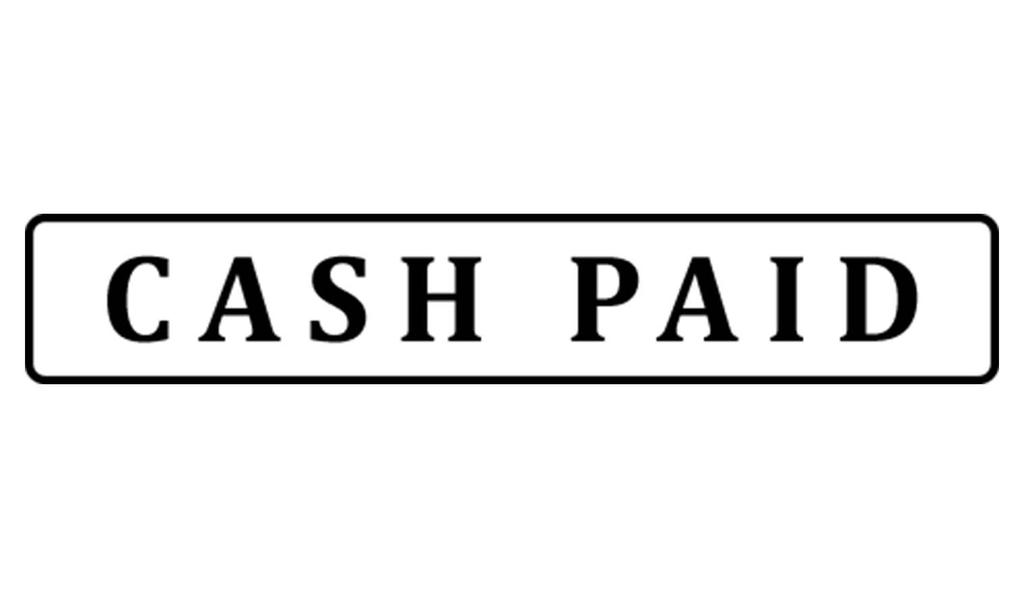 Printtoo Cash Paid Self Inking Rubber Stamp Pre-Inked Office Stamp- Home Office Business Stationery, Black- 42 x 9