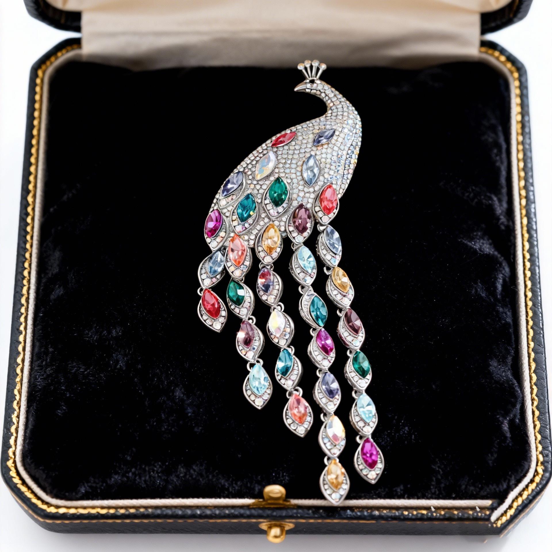 Bo Xin Yun Luxury Gold-Plated Peacock Tassel Brooch