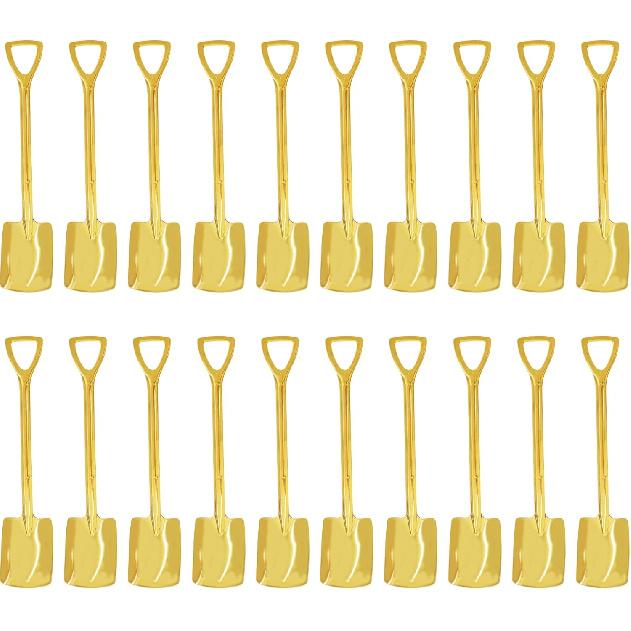 pson 20Pcs 6 Inch Shovel Shape Demitasse Stainless Steel Coffee Spoon for Dessert, Tea, Ice Cream, Appetizers, Party Supplies(Style1, Gold)