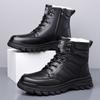 Scarpe Calde in Cotone Invernali High Top da Uomo Nuovi Designer Stivali in Pelle di Mucca Nera Moda Maschile Casual Piattaforma Stivali da Lavoro Uomo