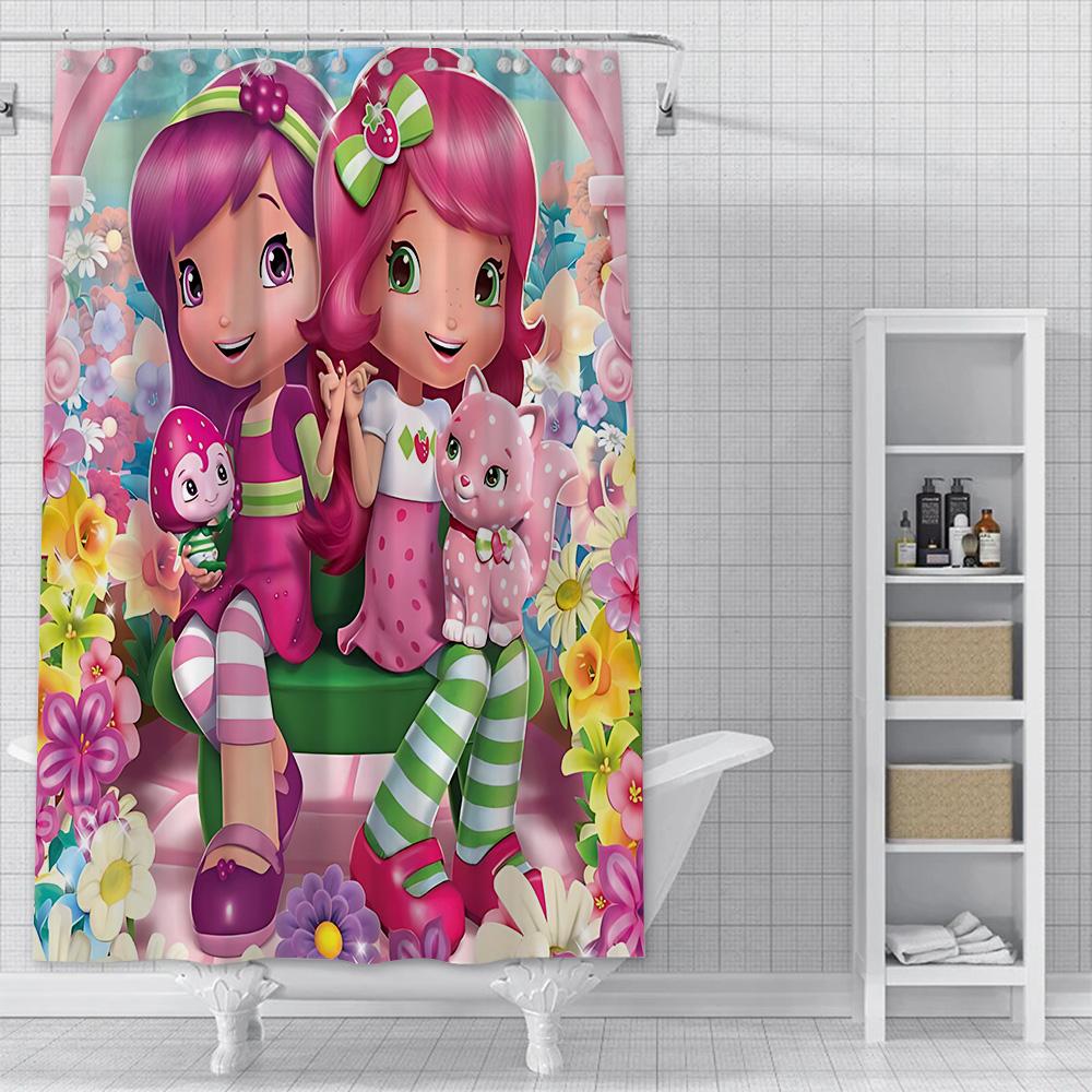 S-Strawberry Shortcake Exquisite Shower Curtain Waterproof Polyester Fabric Paint Bath Curtains Home Bathroom Decor Curtain
