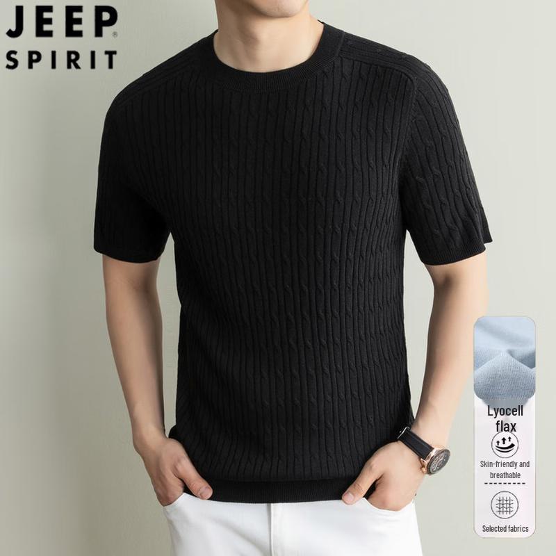 

JEEP SPIRIT Men s Tencel Lyocell Linen Jacquard T-Shirt XL