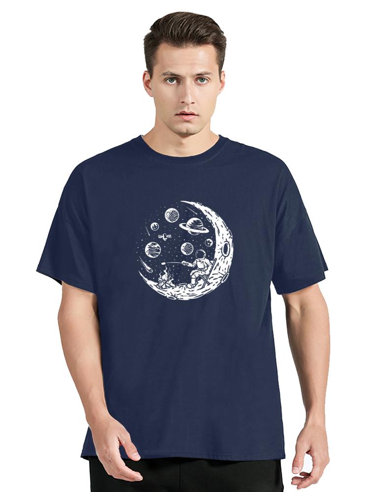 Summer T-shirt High Quality Cotton Funny Astronaut Moon Barbecue Casual T Shirt Fitness Unisex Tops Tees Clothing