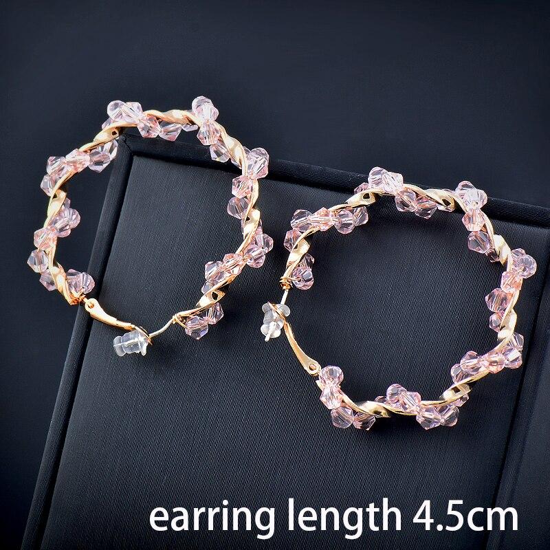 Leeker Korean Style Purple White Pink Beads Hoop Earrings For Women Sweet Romantic Beach Jewelry Boho Earrings Trend 372 Lk6