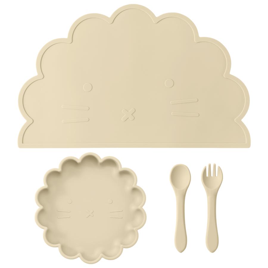 

4 шт. Детский силиконовый набор для столовых приборов в форме милого льва, подставка для столовых приборов на присосках, детские принадлежности, мягкие детские вещи, переносная детская посуда