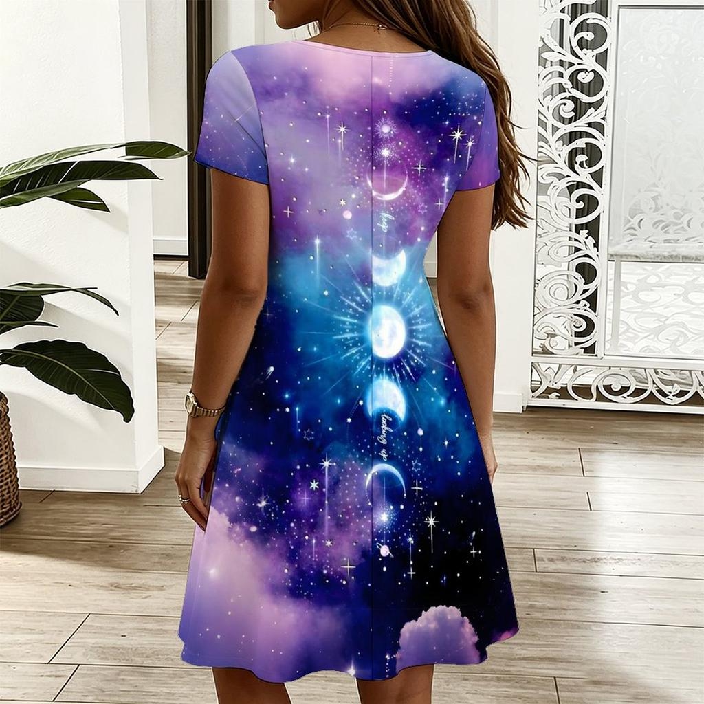 Women V Neck Floral Printed Loose Dress Plus Size Summer Casual Outfit