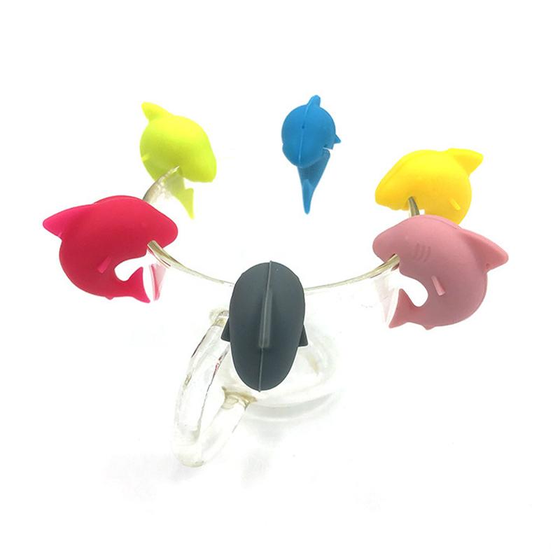 Creative Silicone Shark Cup Recognizer Cute Shark Animal Wine Glass Marker