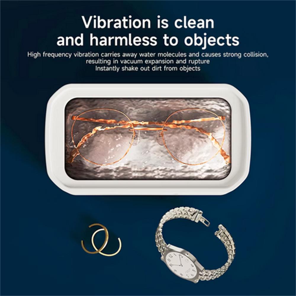 49KHZ Ultrasonic Cleaner 650ml Mini High Frequency Vibration Cleaner for Glasses, Jewelry, Dentures and Soothers