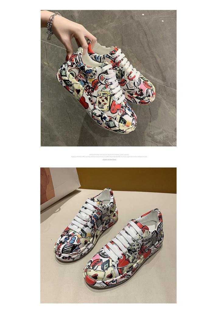 Women's Trendy 2024 Summer Autumn Graffiti Print Dad Shoes - Colorful, Large Size Casual Sneakers