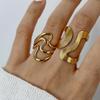Bagues Vagues Irrégulières en Acier Inoxydable pour Femmes Hommes Créatives Couleur Or Ouverture Réglable Bague Statement Féminine Bijoux Cadeaux