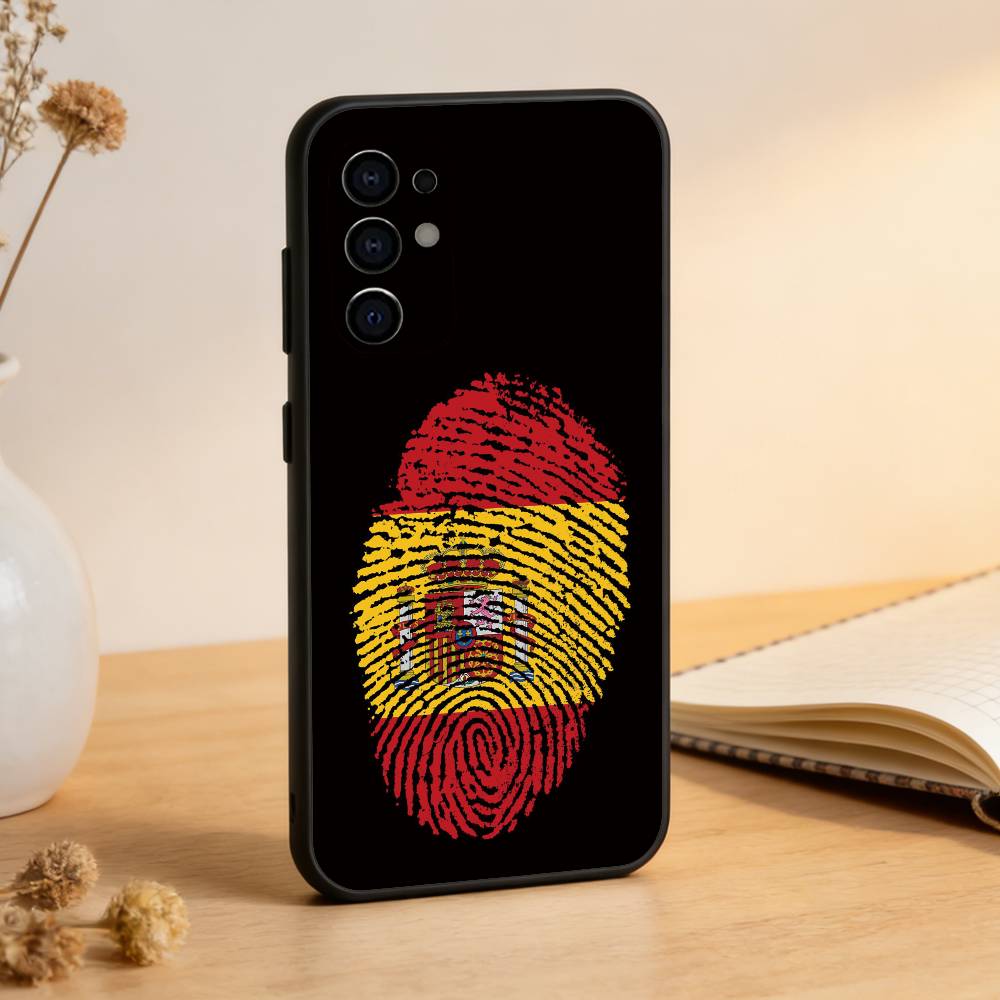 spain flag Phone Case For Samsung S25,S24,S21,S22,S23,S30,Ultra,S20,Plus,Fe,Soft Silicone Black Cover