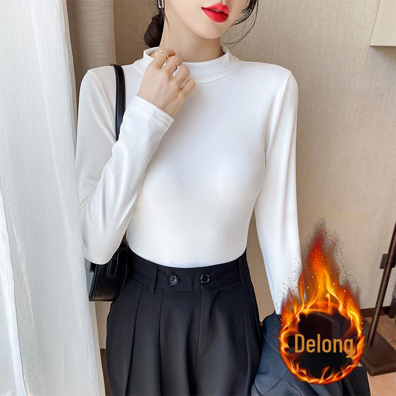 Women's Slim-Fit Half-High Collar Fleece Top for Fall/Winter 2025