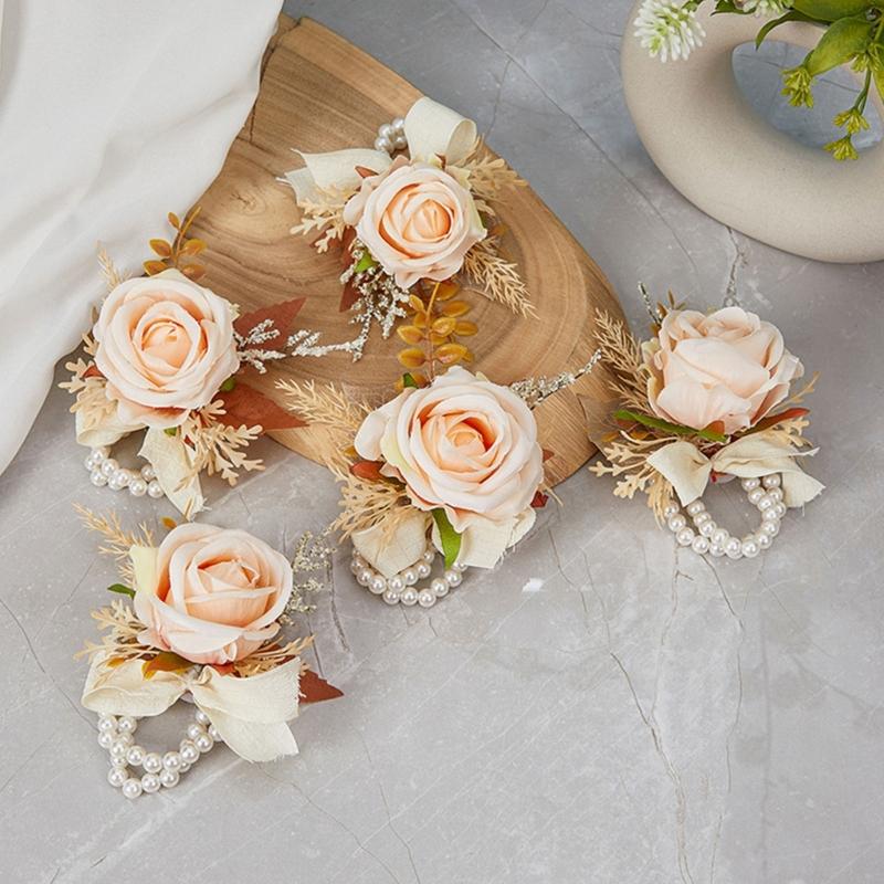 Functional Bridal Flower Bouquet Countrysides Style Bridesmaids Bouquet Artificial Wrist Flowers for Wedding Decors