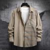 Men's  And Winter New Fashion Shirt Coat Lattice Stitched Shirt
