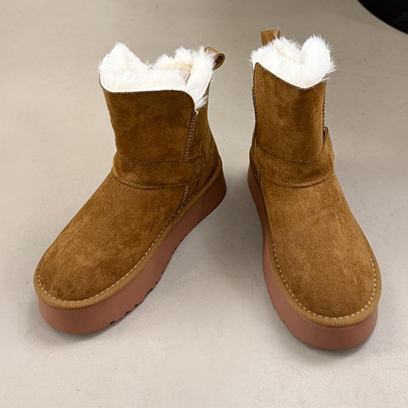 Snow Boots for Women Fur Flats Platform Suede Fashion Shoes  Winter  Cotton Shoes Comfort Winter Short Plush Boots Femme